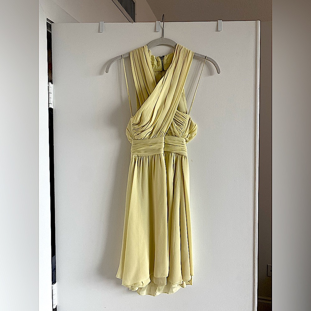 Alice + Olivia silk pastel yellow dress, size 2